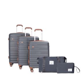 5-Piece Luggage Set,PP Hardshell Luggage Set With TSA Lock And Durable Spinner Wheels   20 24 28   A Travel Bag And A Toiletry Bag,Dark Grey (Option: Dark grey)