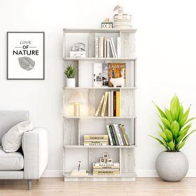 31.5 L X 64.56H Free Combination Bookshelf Modern 5-Tier Open Storage Bookcase MDF Wood Display Shelving For Living Room Home Office Bedroom Deco (Option: Light gray)