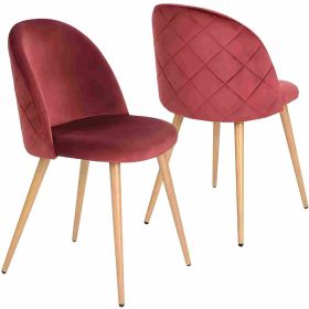 PESARO Velvet Luxury Dining Chairs Set Of 2 Modern Velvet With Wood Legs (Option: Red-2pcs)