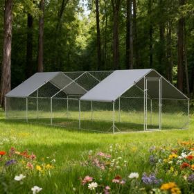9.8X 26.2 X 6.6  Chicken Coop Metal Chicken Run (Option: Silver)