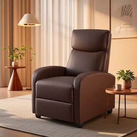 Reclining Sofa With Lumbar Support, Adjustable Backrest Design, And High-density Foam Filling (Option: Brown)