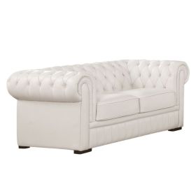 Pickup Only--94.5 White Cow Top Leather 3-Piece Living Room Sofa Set (Option: F8802.L)
