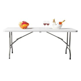 Folding Table 6ft Heavy Duty Portable Table (Option: White)