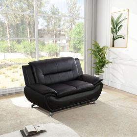 Self-pickup Only--Black Faux Leather Loveseat Living Room Sofa (Option: F4602 L)