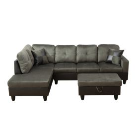 Taupe Flannel And PVC 3-Piece Couch Living Room Sofa Set (Option: F102A C.S.O)