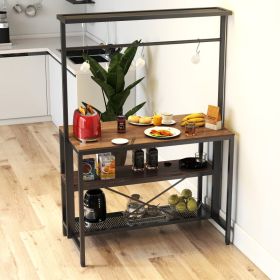 Kitchen Island, Bakers Rack, Island Table For Kitchen,3 Tier Microwave Stand Oven Shelf With Storage, Storage Shelf For Kitchen Dining Room Livin (Option: Walnut)