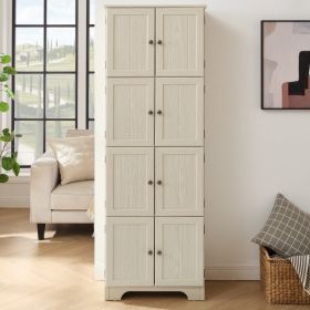 72.4  Tall Storage Cabinet Tall Storage Cabinet With 8 Doors And 4 Shelves ,Bookshelf Living Room, Kitchen, Dining Room, Office  Freestanding Sto (Option: White)