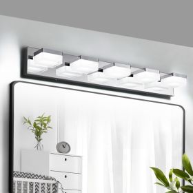 Modern Chrome LED Vanity Light, 5-Lights Wall Sconce For Bathroom And Mirror, Sleek Minimalist Design, Energy-Efficient, Easy To Install (Option: Default)