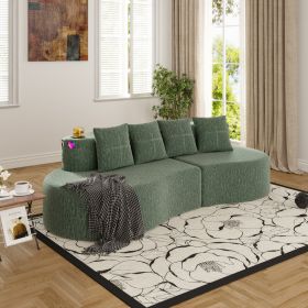 Modern Curved Sectional 3 Seat Minimalist Elegant Half Moon Sofa Compressed Modular Sectional Sofa For Living Room, Office, Apartment (Option: Green)