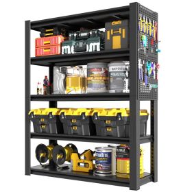 78 H 5-Tier Adjustable Heavy-Duty Storage Shelving With Pegboard, Industrial Metal Shelving Unit For Garages, Warehouses, Offices, Kitchens, Bedr (Option: Black)