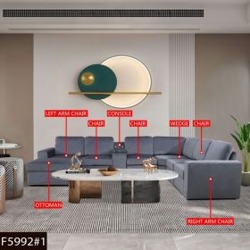 Pickup Only---Dark Grey Microfiber 8-Piece Living Room Sofa Set (Option: F5992   8pcs)