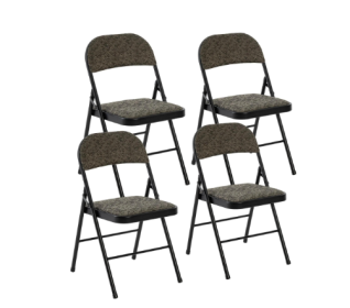 Folding Chair With Soft Cushion And Backrest, Stackable Portable Dining Chair Set (Option: Black gray Fabric 4 pack)