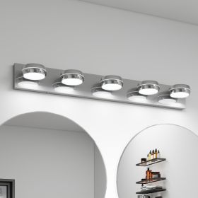 LED Vanity Lights 35in Bathroom Lights Fixtures Over Mirror 5 Light LED Lighting Fixture For Bathroom 18W Mirror Lighting Fixture Modern Bath Lig (Option: Default)