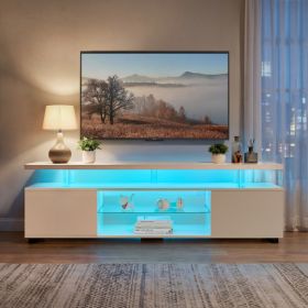 TV Stand For 60 Inch TV LED Gaming Entertainment Center Media Storage Console Table With Large Side Cabinet For Living Room White (Option: White)