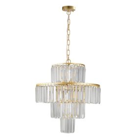 20in Modern Crystal Chandelier With Gold Finish, 4-Tier Design For Dining Room Or Living Room, Elegant Crystal Pendant Light Fixture  Bulb Not In (Option: Default)