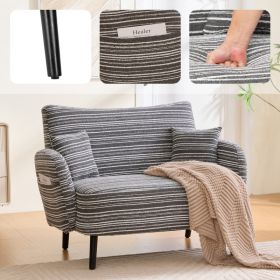 Modern Style Two-seater Sofa With Ultra-comfortable Armrests, Armrest Pillows, And Storage Pockets, Deep-seated Two-seater Sofa, Comfortable Mode (Option: Dark gray)