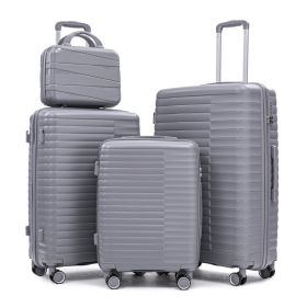 14  20  24  28  4 Pcs Set In PP Spinner Wheel Luggage, Carry On Suitcase, Iron Pull Rod, Combination Password Lock, 14 Cosmetic Case Light Gray (Option: Light gray)