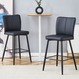 Modern Black PU Bar Chair Set - Two Pieces, The Backrest Has A Vertical And Smooth Line Design.Suitable For Placement In Bars, Living Rooms, And (Option: Black)