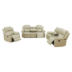 Pickup Only--Beige Recycled Leather 3-Piece Couch Living Room Sofa Set (Option: GS2892   C.L.S)