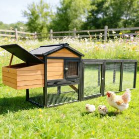 Wooden Chicken Coop, Large Outdoor Hen House With Nesting Box Poultry Cage, Rabbit Hutch Bunny Cage , Waterproof For Outdoor Backyard (Option: BlackBrown)