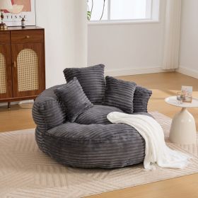 Bean Bag Chairs, Bean Bag Sofa For Adults, Kids,Oversized Corduroy Bean Bag Chair With 3 Pillows & Armrest,Beanbag Chair & Lazy Sofa With Foam Fi (Option: Dark gray)