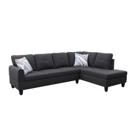 Only Self Pickup--Black Grey Linen Living Room Sofa Set (Option: F09706B  2PCS  S.C)