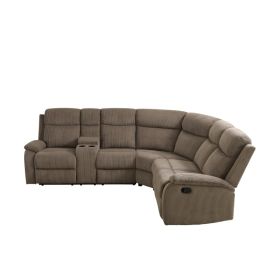 Pickup Only--Brown Stripe Fabric Living Room 3-Piece Recliner Intelligent Sofa Set (Option: GS47373PCS   W.LL.RL)