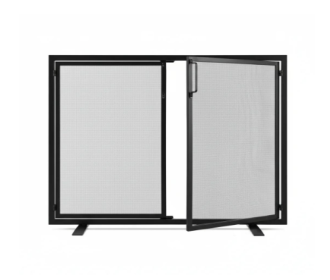 Fireplace Screen 3-panel  Protection Cover, Foldable Forged Iron Metal Door, Suitable For Living Room Home Decoration (Option: 39in)