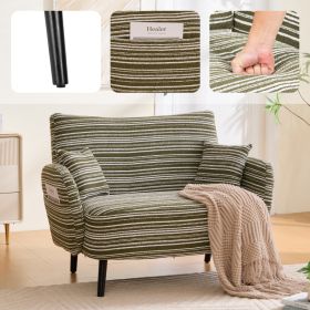 Modern Style Two-seater Sofa With Ultra-comfortable Armrests, Armrest Pillows, And Storage Pockets, Deep-seated Two-seater Sofa, Comfortable Mode (Option: Olive Green)