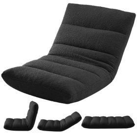 Adjustable Floor Chair With Memory Foam, Folding Gaming Chair And Sleeper Bed (Option: Black)