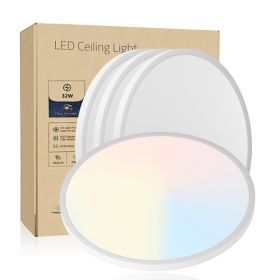 16inch Flush Mount Ceiling Light, 32W 3520LM 5CCT Selectable, Dimmable LED Ceiling Light Fixture For Kitchen Bedroom Living Room, Modern Low Prof (Option: Default)