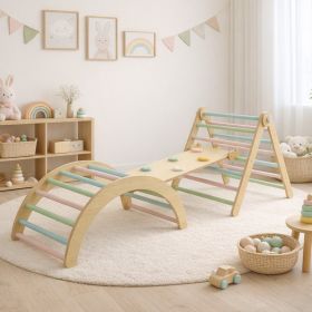 Toddler Climbing Toy Wooden Arch Ramp Ladder Climbing Toy Set Indoor Playground For Toddlers 1-3 Years Old (Option: Default)