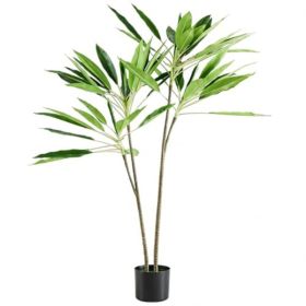 Artificial Palm Trees, Tall Artificial Plants With Realistic Indoor Leaves In Black Flowerpots (Option: 51in)