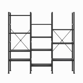 A Wide Bookshelf With Adjustable Shelves, Which Can Be Transformed Into An Industrial-style Display Unit With Three Columns And Four Layers. (Option: Black)