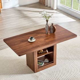An Expandable Dining Table With Storage Space ,59 Inch To 71 Inch Expandable Kitchen Dining Table. Walnut Rectangular Pull Table With Sturdy MDF (Option: Walnut)