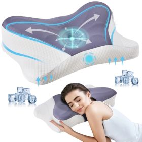 2 Pack Memory Foam Pillow, A Cooling Type Sleep Pillow Designed To Provide Neck Support When Lying On One's Side (Option: YXZ.M01.Q.DKGY.2P.KH)