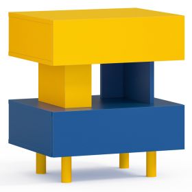Modern Nightstand End Side Table With Large Storage Space Bedside Table For Bedroom Living Room And Playroom Yellow & Blue (Option: Blue Yellow)