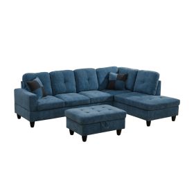 Pickup Only--Blue Flannel 3-Piece Couch Living Room Sofa Set (Option: F122B3PCS  C.S.O)