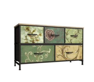 Bedside Table With A Movable Fabric Box, Sturdy Steel-framed Wooden Top Organizer Furniture (Option: 5BC)